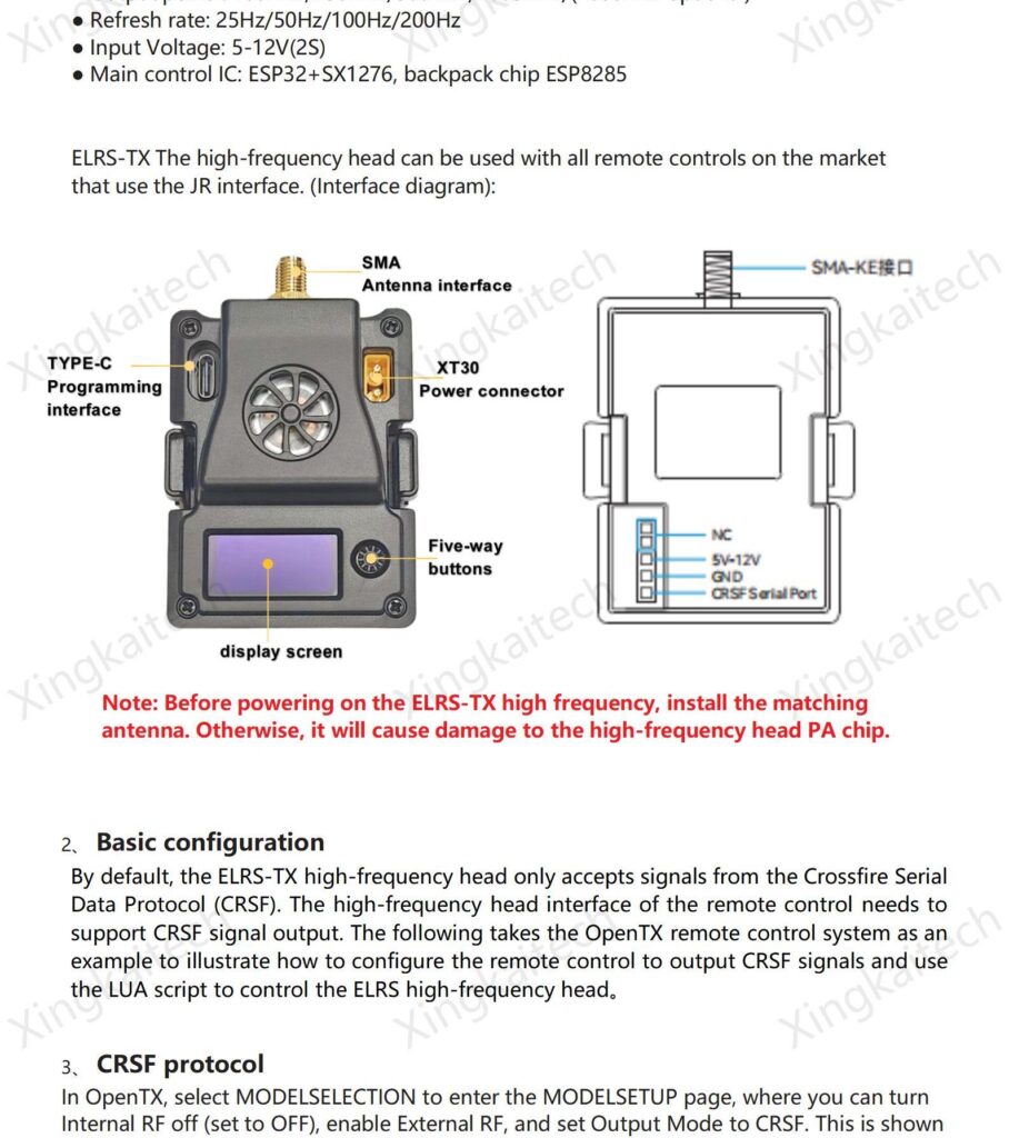 Mini ELRS 433TX Transmitter Long Range High Frequency Head Transmitter Module 433MHz Signal Strong 360-560MHz Optional for Drone 15 2 40